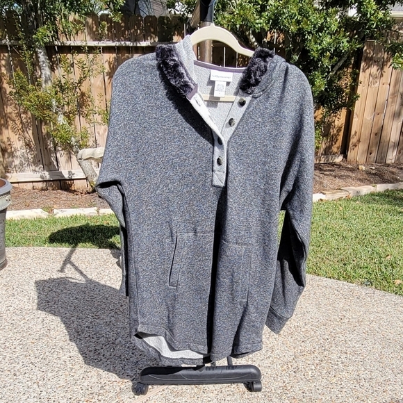 NWOT SOFT SURROUNDINGS Medium Cabin Cuddle Up Hoodie Sweatshirt Sweater Hood Gra - Picture 3 of 12